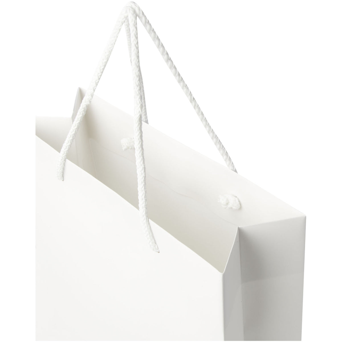 Handgefertigte 170 g/m² Integra Papiertüte mit Kunststoff Kordelgriffen, 24 × 9 × 36 cm – Weiss