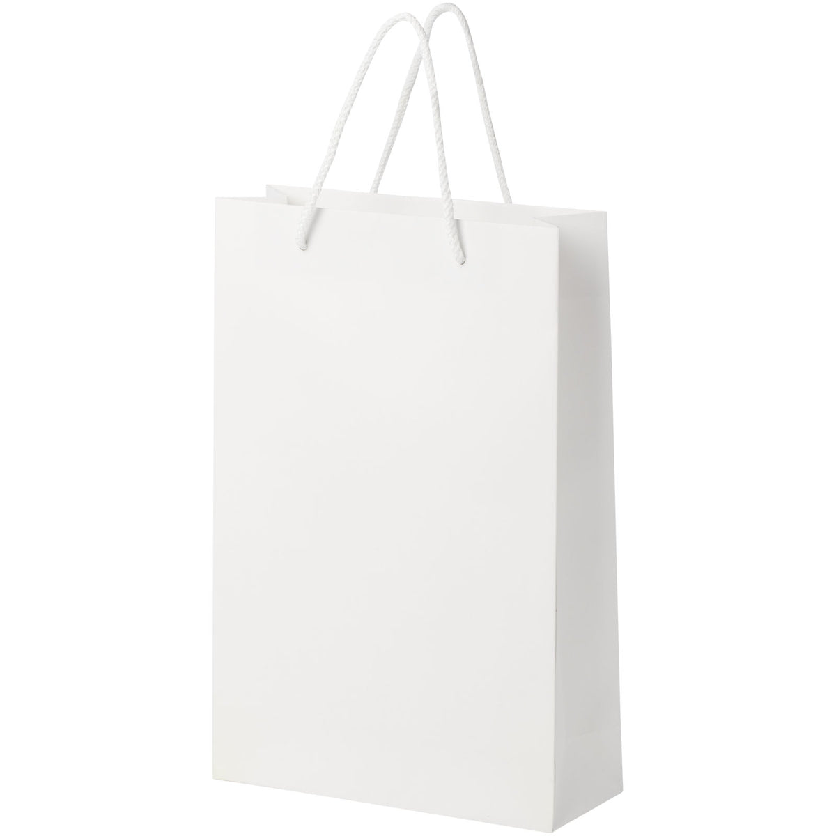 Handgefertigte 170 g/m² Integra Papiertüte mit Kunststoff Kordelgriffen, 24 × 9 × 36 cm – Weiss