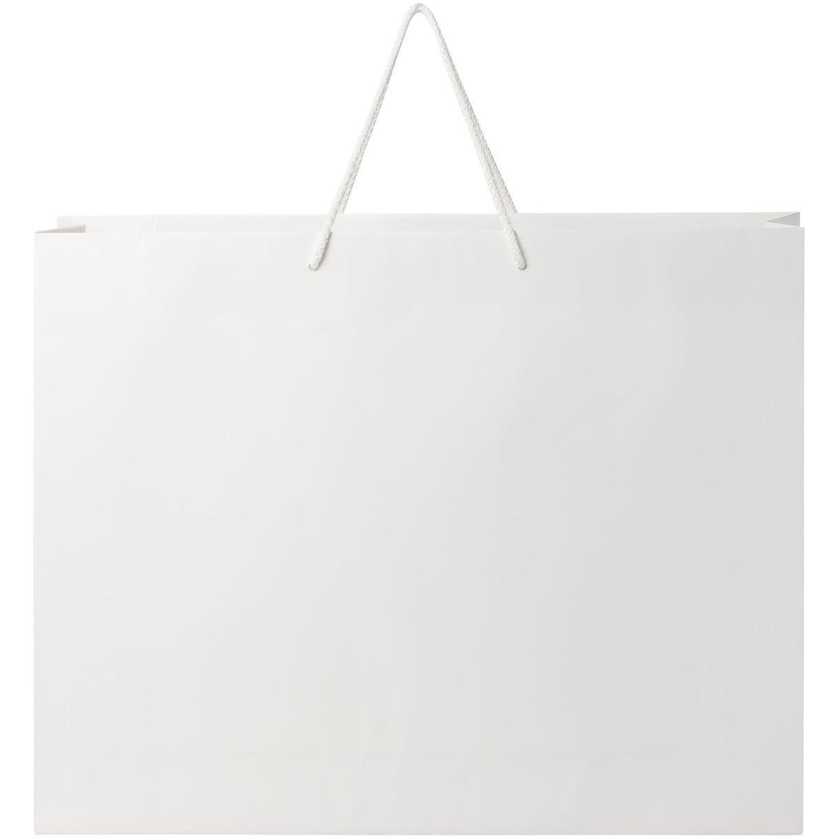 Handgefertigte 170 g/m² Integra Papiertüte mit Kunststoff Kordelgriffen, 45 × 10 × 35 cm – Weiss