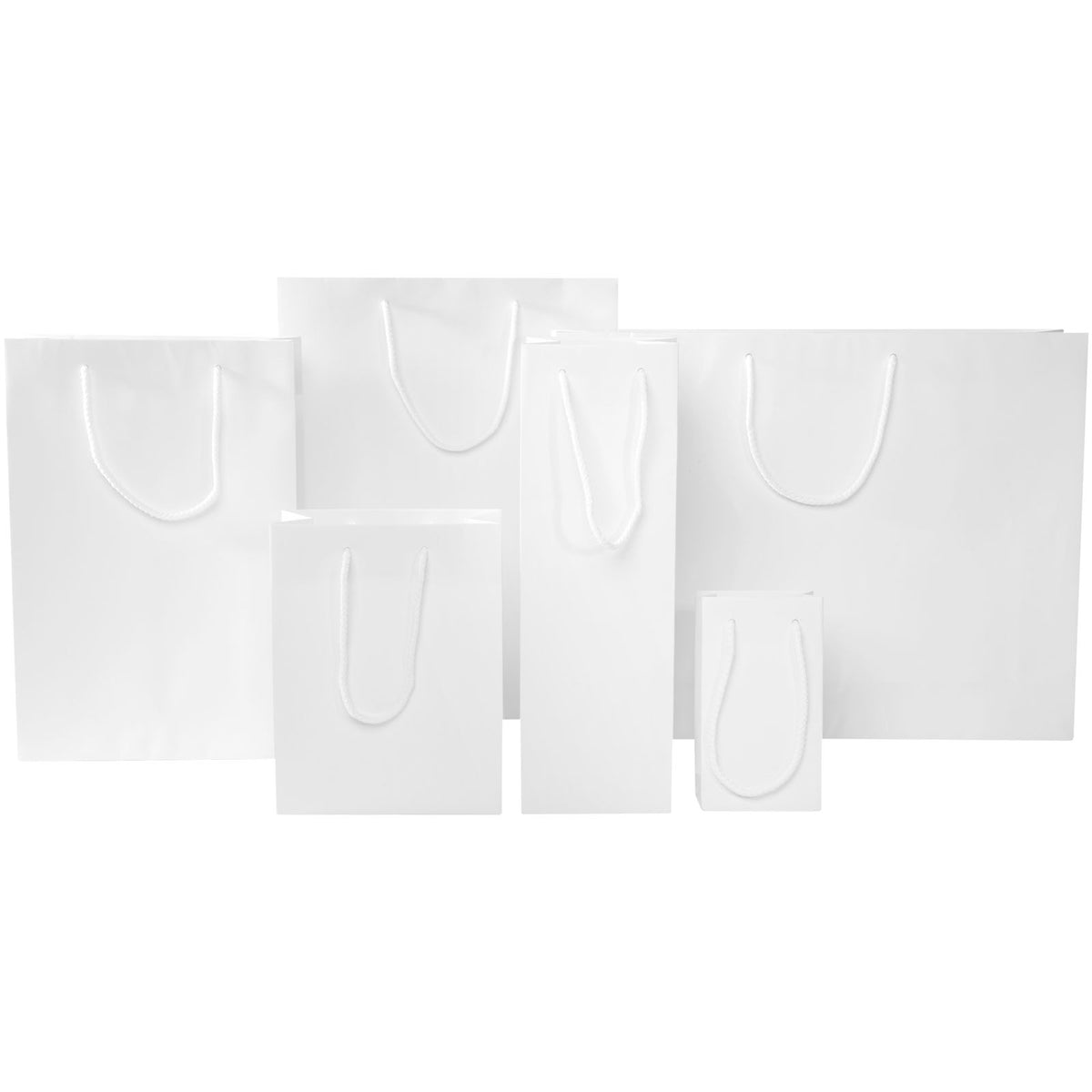 Handgefertigte 170 g/m² Integra Papiertüte mit Kunststoff Kordelgriffen, 45 × 10 × 35 cm – Weiss