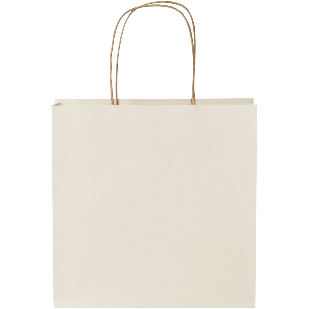 Papiertüte 150 g/m² aus landwirtschaftlichen Reststoffen mit gedrehten Griffen, 24 × 9 × 24 cm – Offwhite