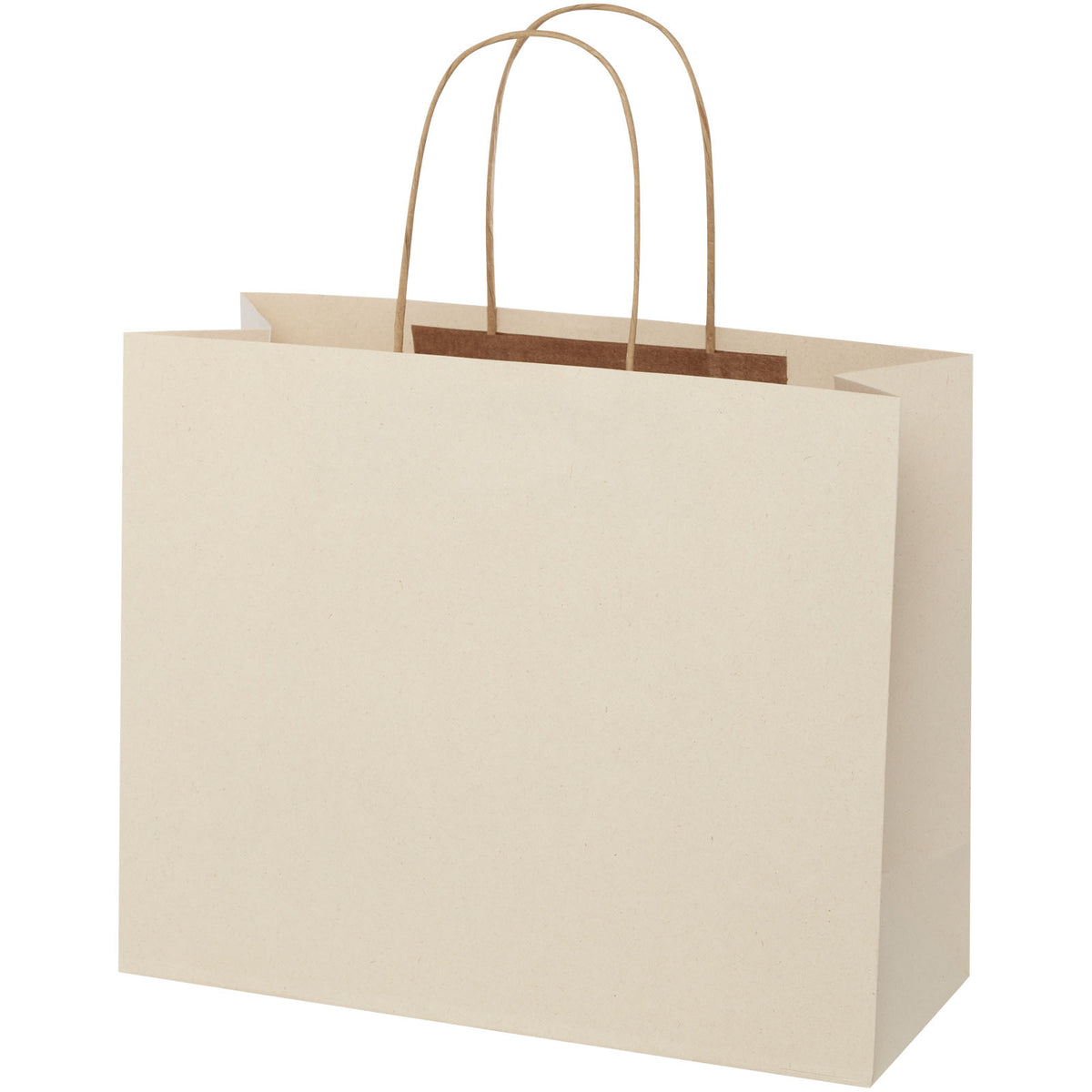 Papiertüte 150 /m² aus landwirtschaftlichen Reststoffen mit gedrehten Griffen, 31 × 12 × 25 cm – Offwhite