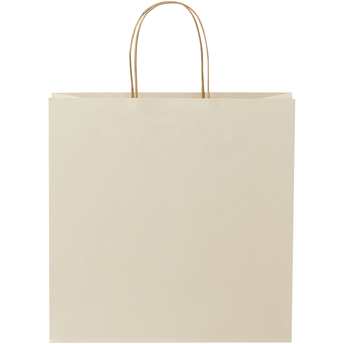 Papiertüte 150 g/m² aus landwirtschaftlichen Reststoffen mit gedrehten Griffen, 31 × 12 × 31 cm – Offwhite