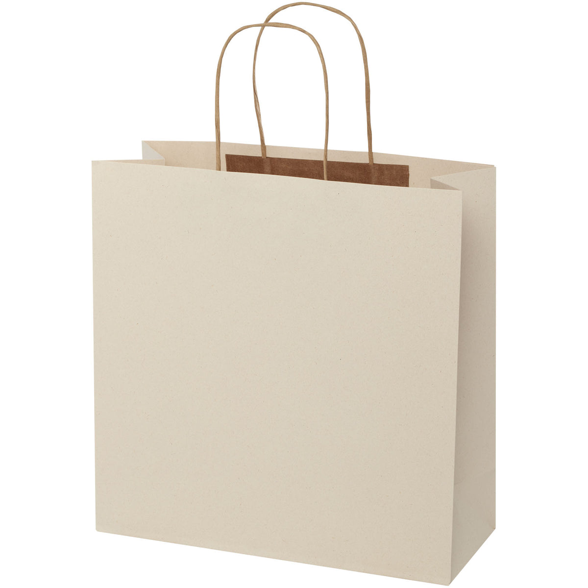 Papiertüte 150 g/m² aus landwirtschaftlichen Reststoffen mit gedrehten Griffen, 31 × 12 × 31 cm – Offwhite