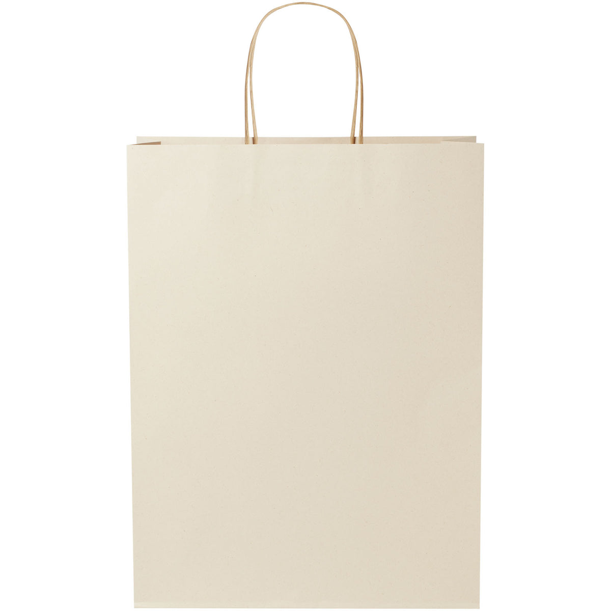 Papiertüte 150 g/m² aus landwirtschaftlichen Reststoffen mit gedrehten Griffen, 31 × 12 × 41 cm – Offwhite