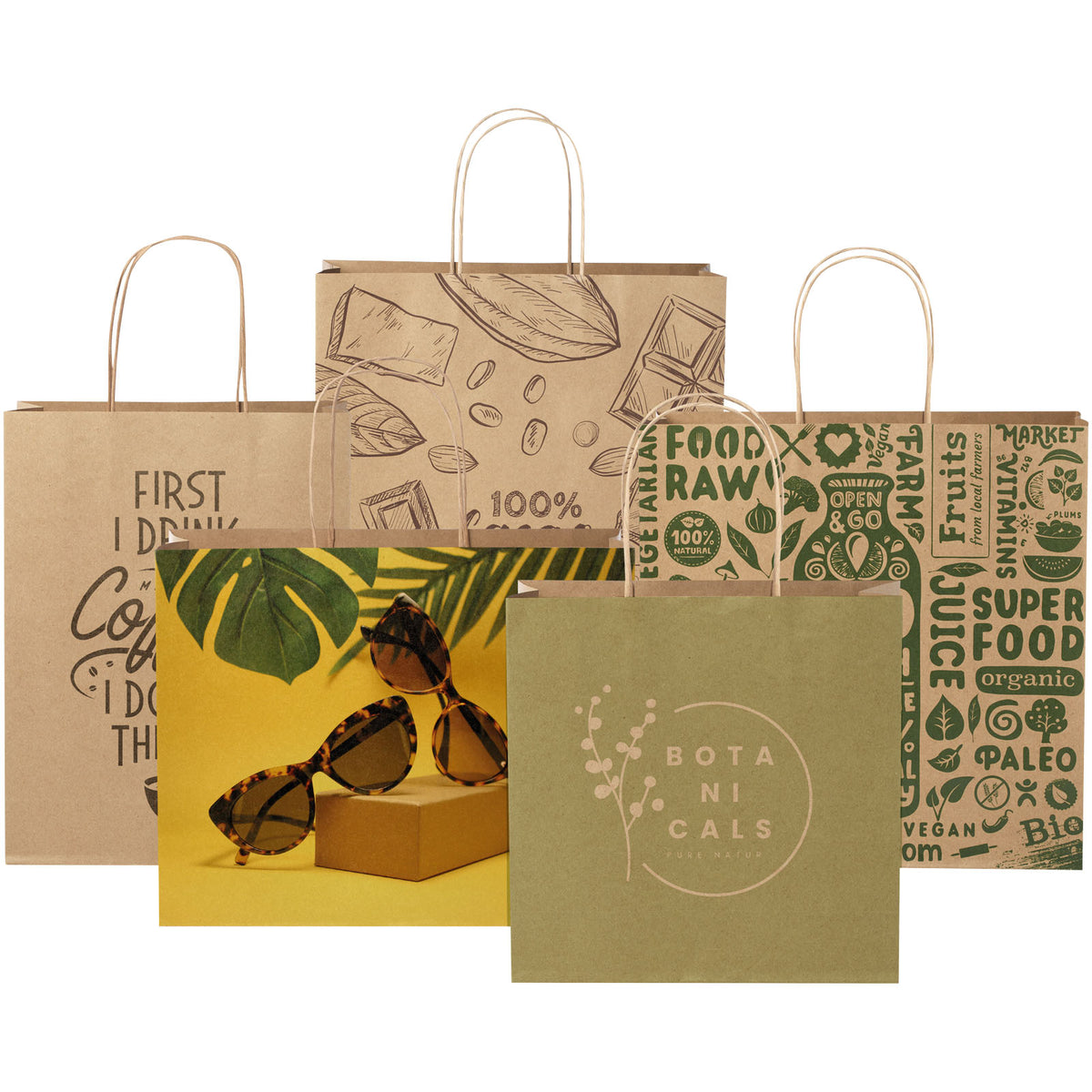 Kraftpapiertasche 120 g/m² mit gedrehten Griffen, 24 × 9 × 32 cm – Kraftpapier