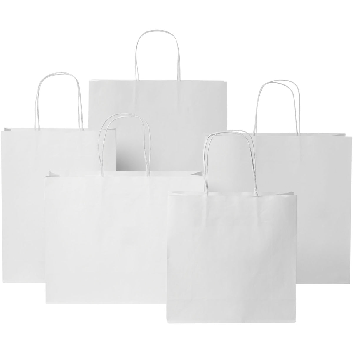 Kraftpapiertasche 120 g/m² mit gedrehten Griffen, 31 × 12 × 25 cm – Weiss