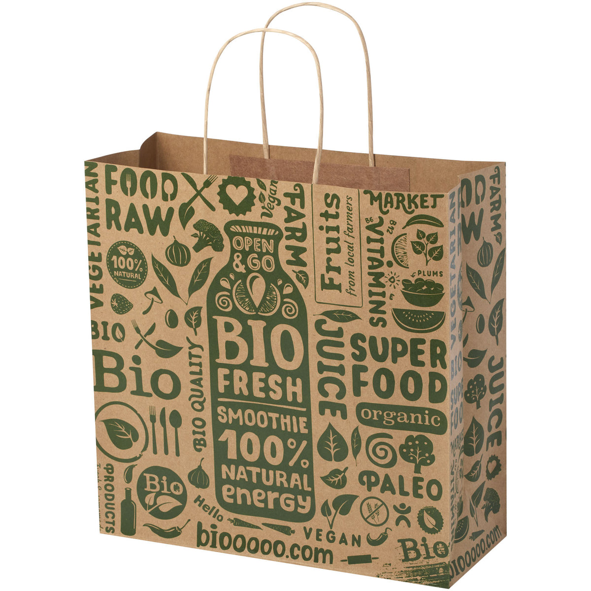 Kraftpapiertasche 120 g/m² mit gedrehten Griffen, 31 × 12 × 31 cm – Kraftpapier