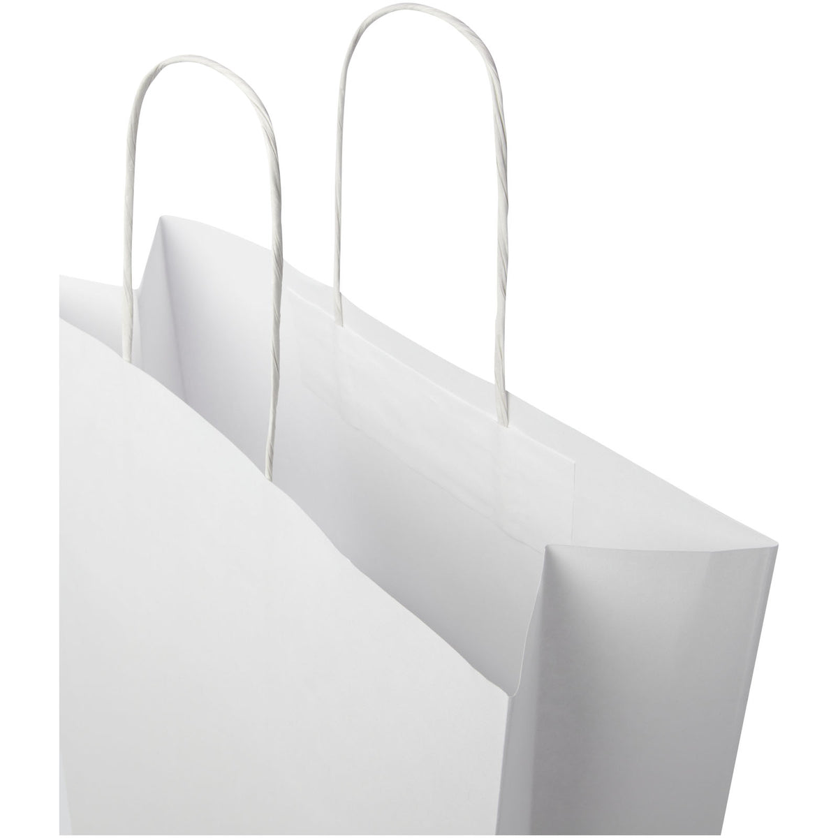 Kraftpapiertasche 120 g/m² mit gedrehten Griffen, 31 × 12 × 41 cm – Weiss