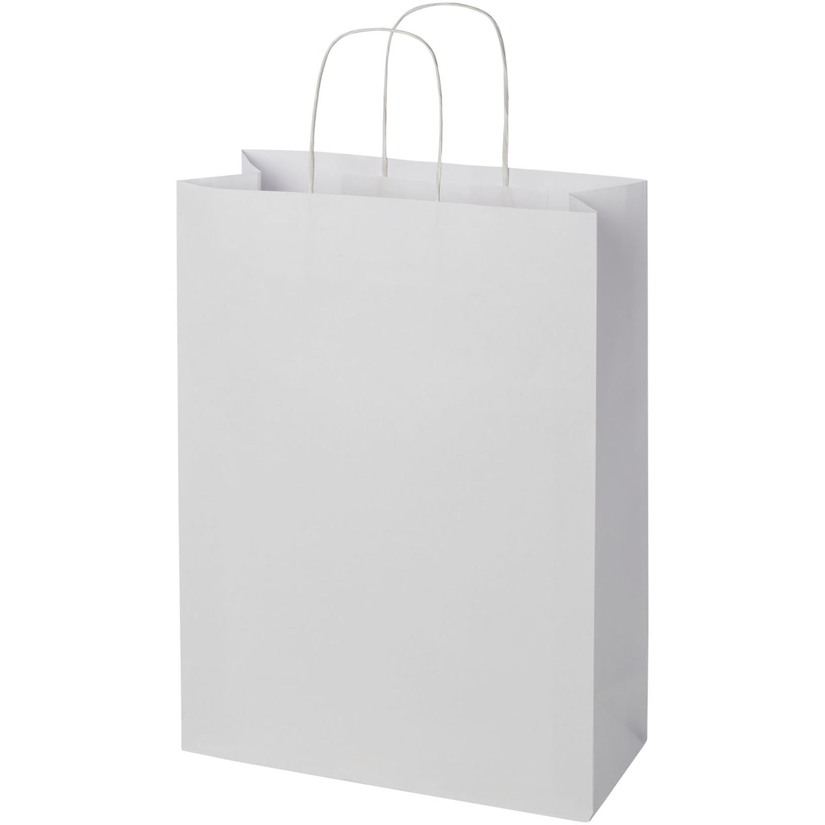 Kraftpapiertasche 120 g/m² mit gedrehten Griffen, 31 × 12 × 41 cm – Weiss