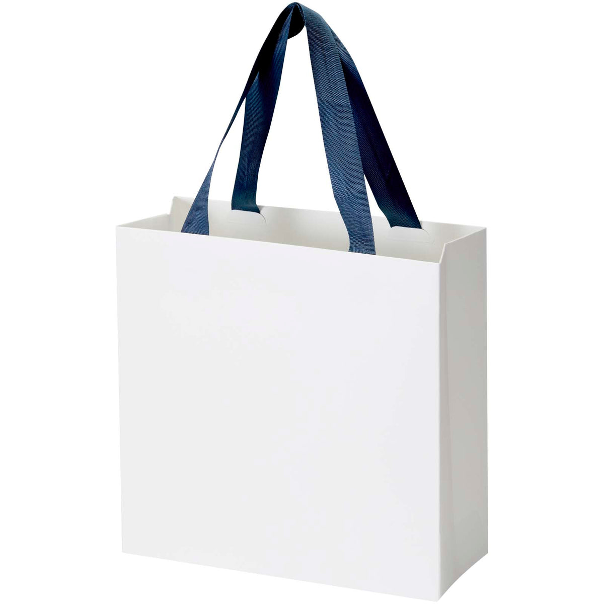 Smartfold Papiertüte, 210 g/m², mit Bandgriffen und Glanzlaminierung, 24 x 10 x 24 cm – Blau