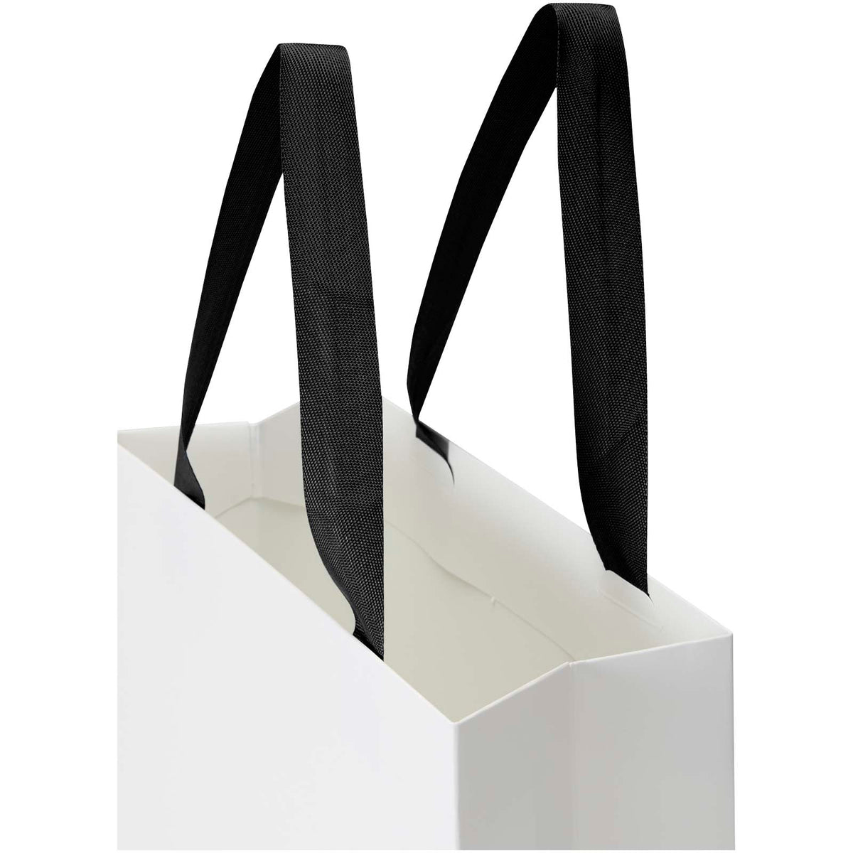 Smartfold Papiertüte, 210 g/m², mit Bandgriffen und Glanzlaminierung, 24 x 10 x 24 cm – Schwarz