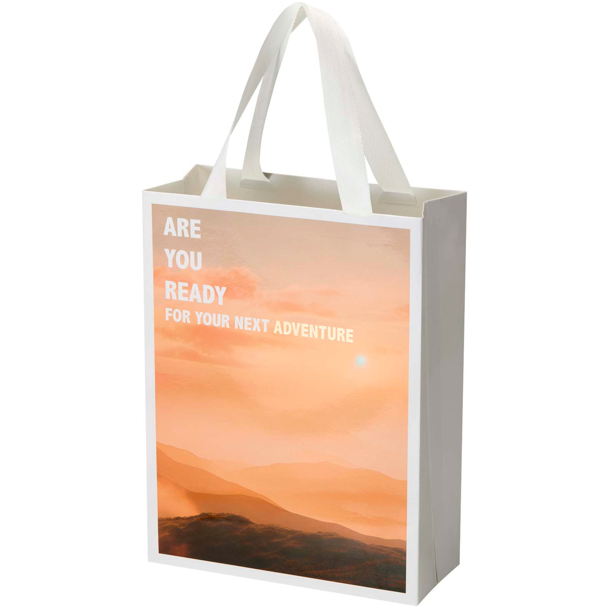 Smartfold Papiertüte, 210 g/m², mit Bandgriffen und Glanzlaminierung, 24 x 10 x 32 cm – Weiss