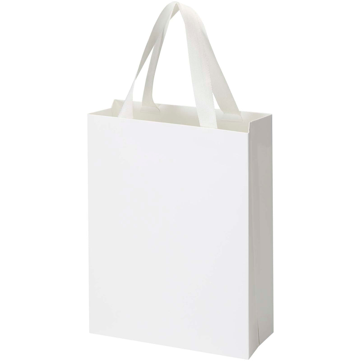 Smartfold Papiertüte, 210 g/m², mit Bandgriffen und Glanzlaminierung, 24 x 10 x 32 cm – Weiss