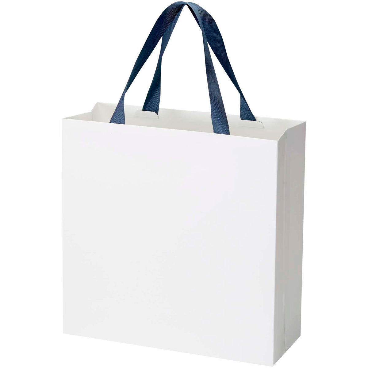 Smartfold Papiertüte, 210 g/m², mit Bandgriffen und Glanzlaminierung, 31 x 12 x 31 cm – Blau