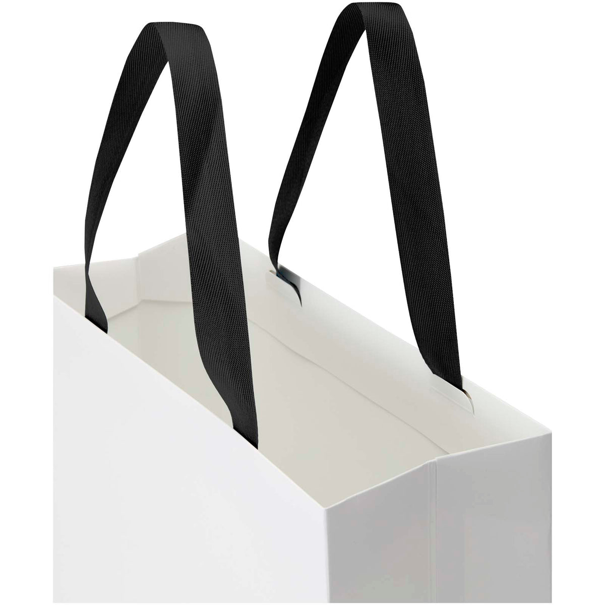 Smartfold Papiertüte, 210 g/m², mit Bandgriffen und Glanzlaminierung, 31 x 12 x 31 cm – Schwarz