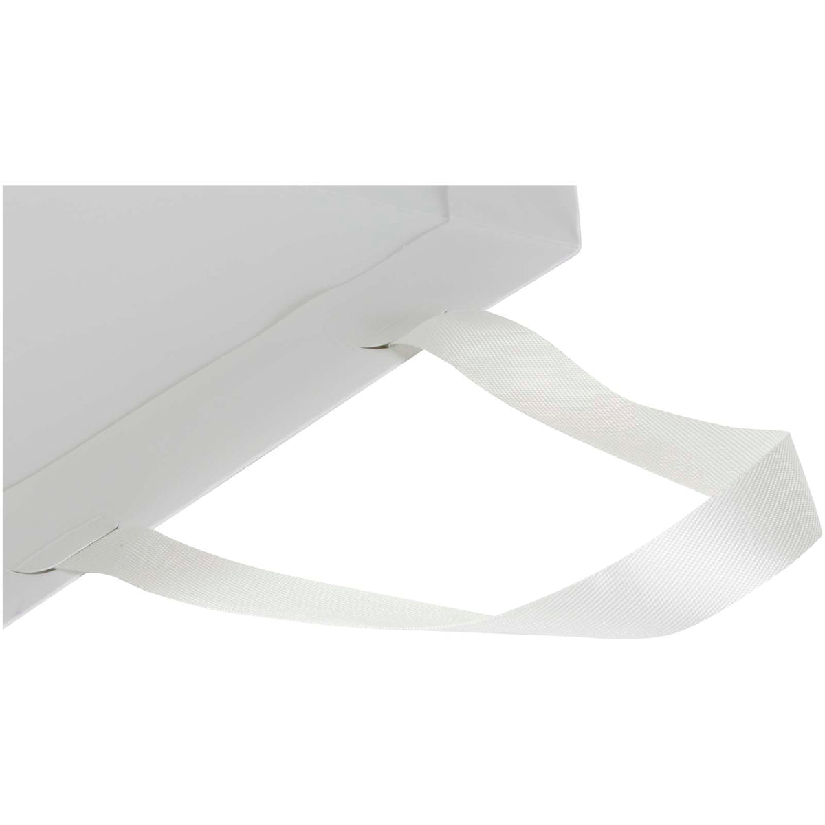 Smartfold Papiertüte, 210 g/m², mit Bandgriffen und Glanzlaminierung, 31 x 12 x 39 cm – Weiss