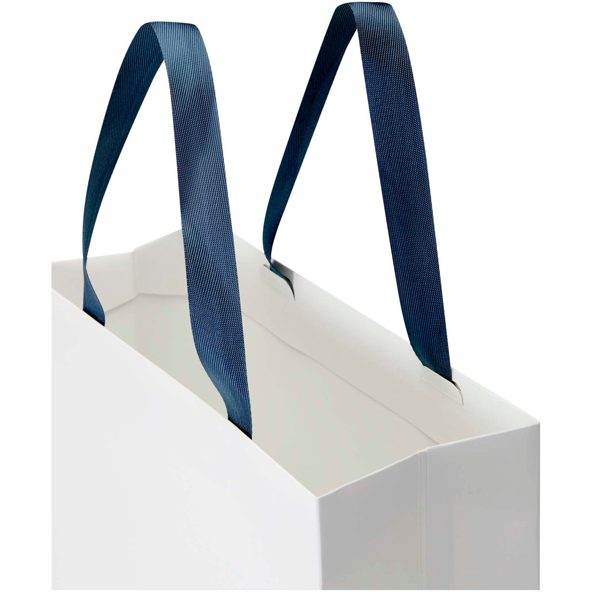 Smartfold Papiertüte, 210 g/m², mit Bandgriffen und Glanzlaminierung, 31 x 12 x 39 cm – Blau