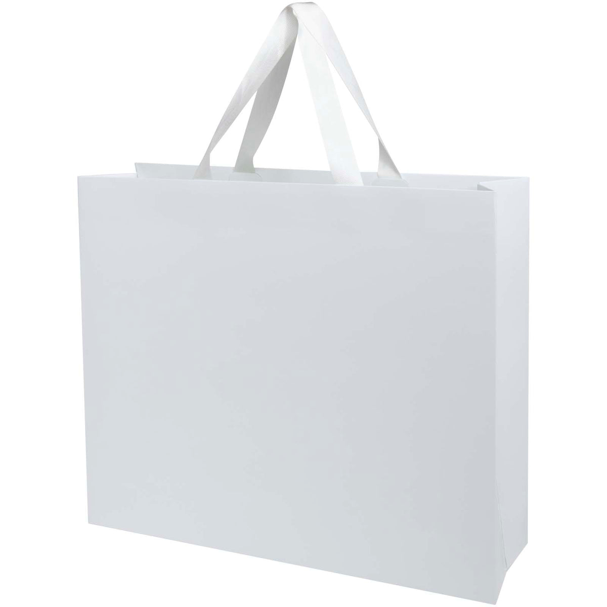 Smartfold Papiertüte, 210 g/m², mit Bandgriffen und Glanzlaminierung, 42 x 12 x 35 cm – Weiss
