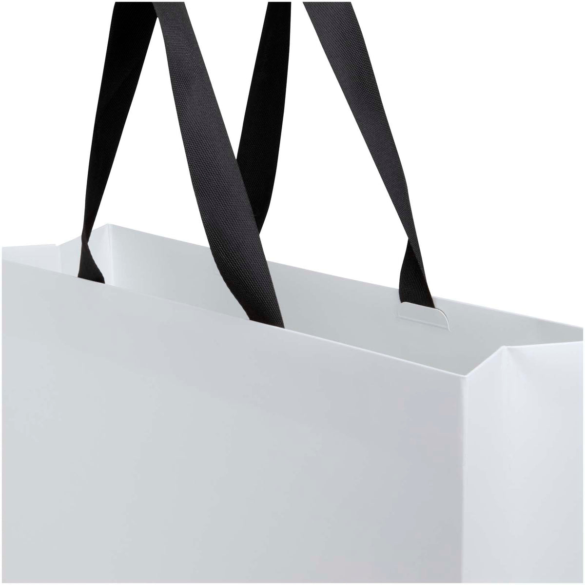 Smartfold Papiertüte, 210 g/m², mit Bandgriffen und Glanzlaminierung, 42 x 12 x 35 cm – Schwarz