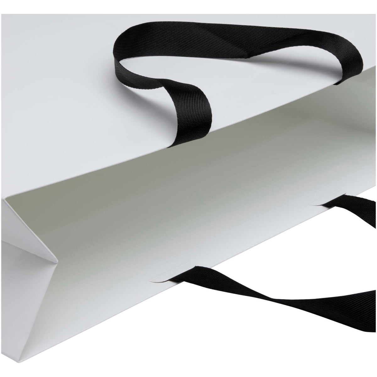 Smartfold Papiertüte, 210 g/m², mit Bandgriffen und Glanzlaminierung, 42 x 12 x 35 cm – Schwarz