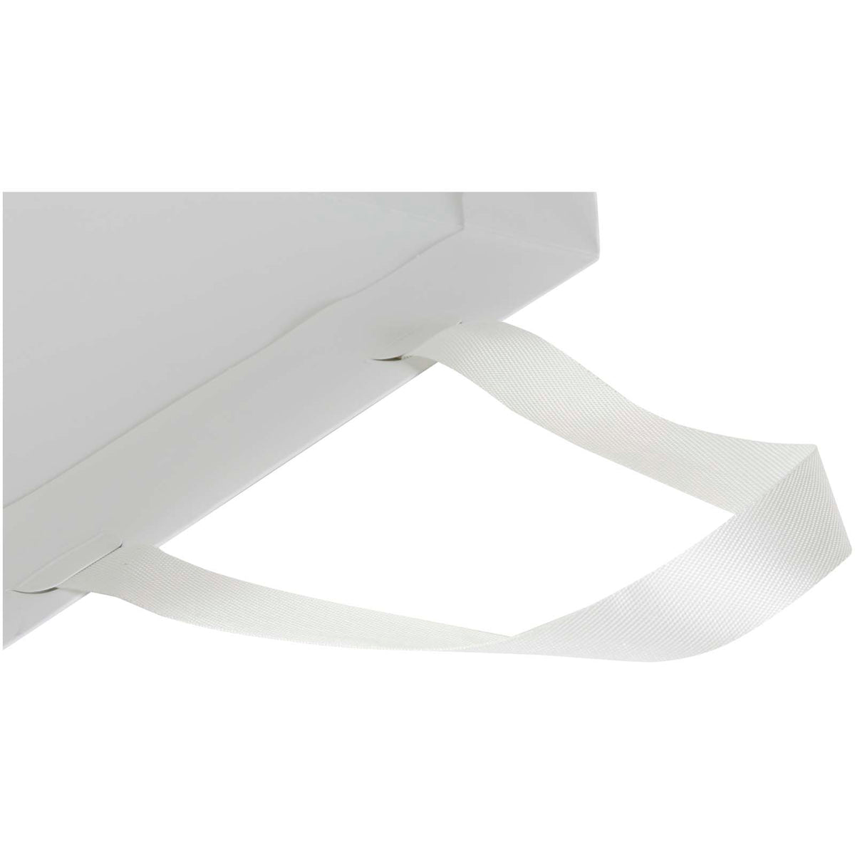Smartfold Papiertüte, 210 g/m², mit Bandgriffen und matter Laminierung, 24 x 10 x 24 cm – Weiss