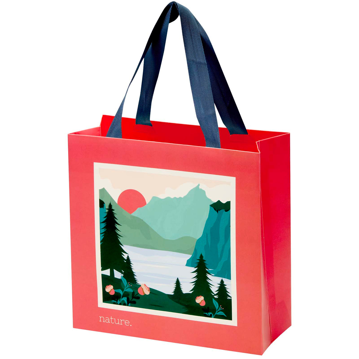 Smartfold Papiertüte, 210 g/m², mit Bandgriffen und matter Laminierung, 24 x 10 x 24 cm – Blau