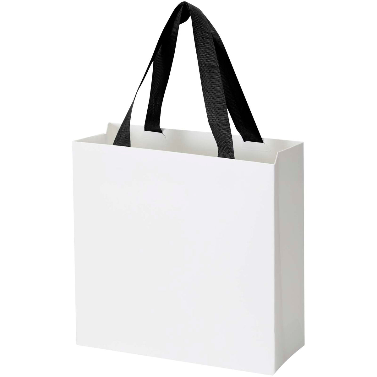 Smartfold Papiertüte, 210 g/m², mit Bandgriffen und matter Laminierung, 24 x 10 x 24 cm – Schwarz