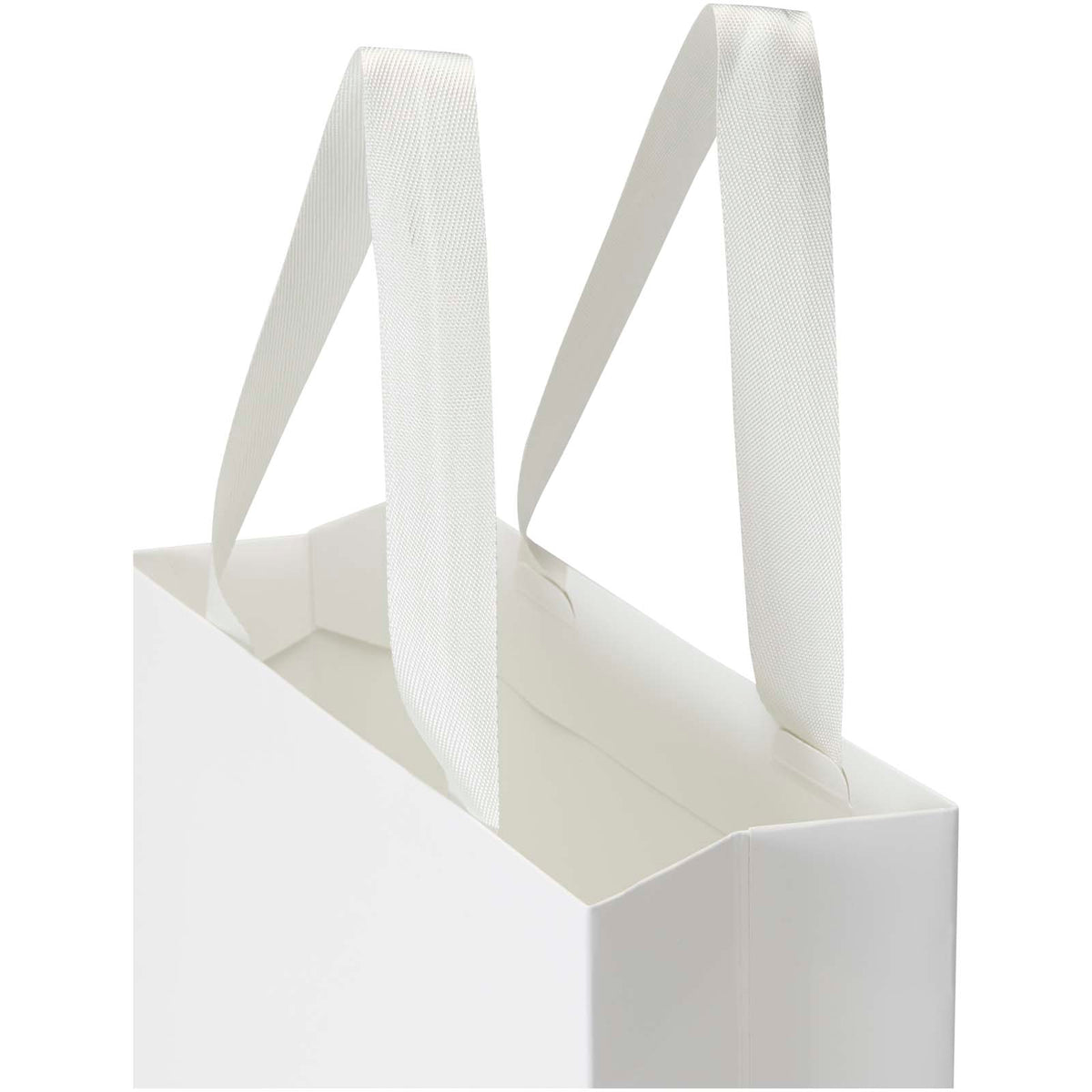 Smartfold Papiertüte, 210 g/m², mit Bandgriffen und matter Laminierung, 24 x 10 x 32 cm – Weiss