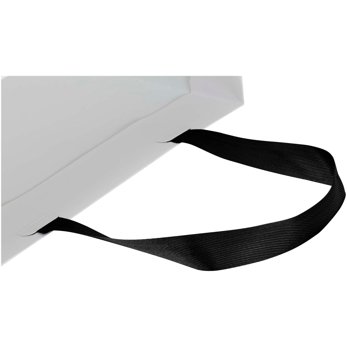Smartfold Papiertüte, 210 g/m², mit Bandgriffen und matter Laminierung, 24 x 10 x 32 cm – Schwarz