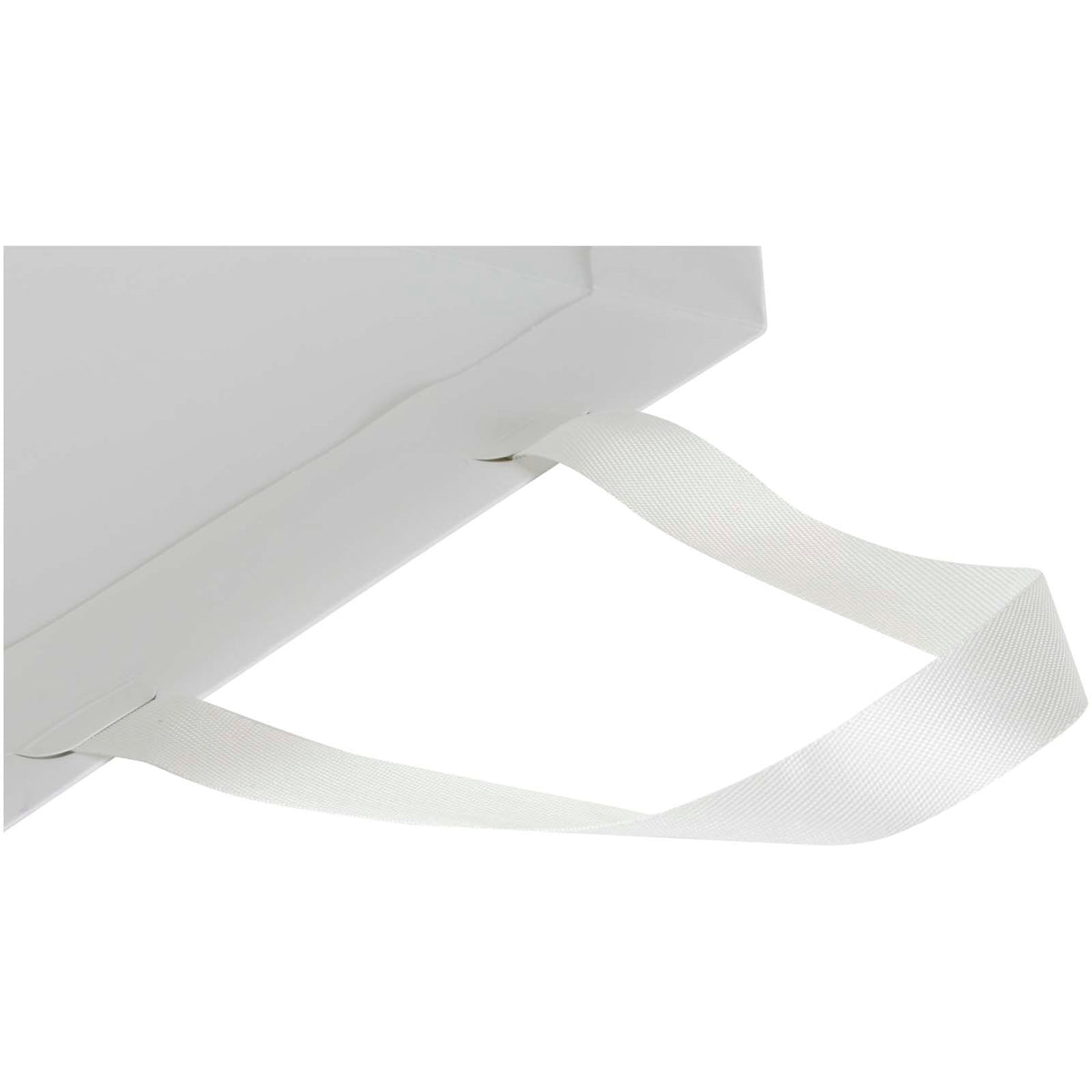 Smartfold Papiertüte, 210 g/m², mit Bandgriffen und matter Laminierung, 31 x 12 x 31 cm – Weiss