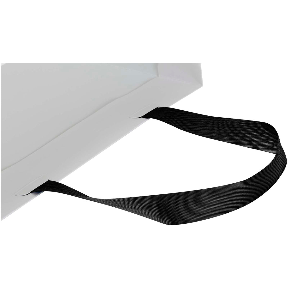 Smartfold Papiertüte, 210 g/m², mit Bandgriffen und matter Laminierung, 31 x 12 x 39 cm – Schwarz