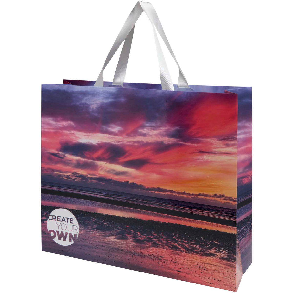 Smartfold Papiertüte, 210 g/m², mit Bandgriffen und matter Laminierung, 42 x 12 x 35 cm – Weiss