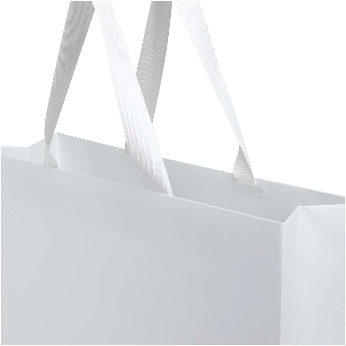 Smartfold Papiertüte, 210 g/m², mit Bandgriffen und matter Laminierung, 42 x 12 x 35 cm – Weiss