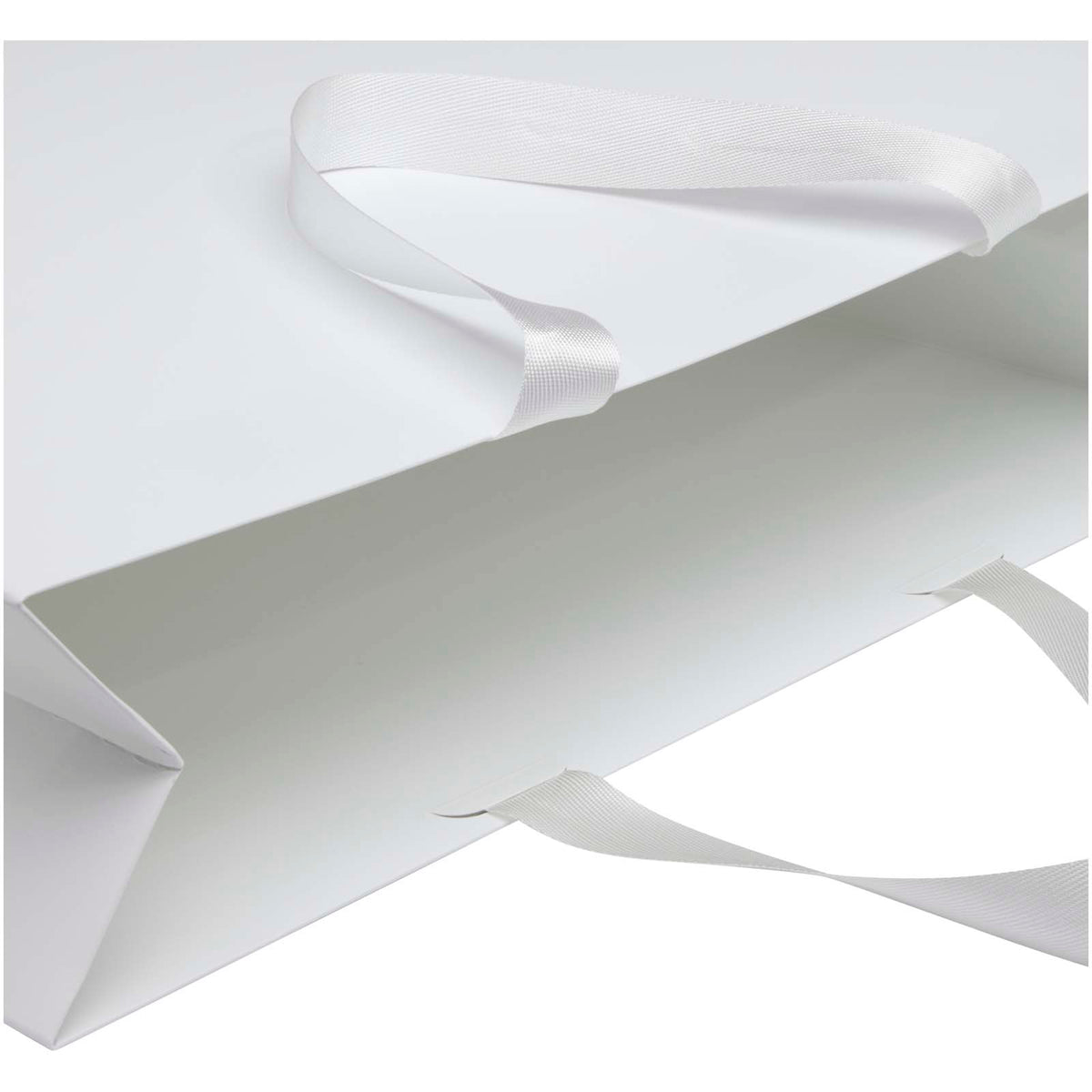 Smartfold Papiertüte, 210 g/m², mit Bandgriffen und matter Laminierung, 42 x 12 x 35 cm – Weiss