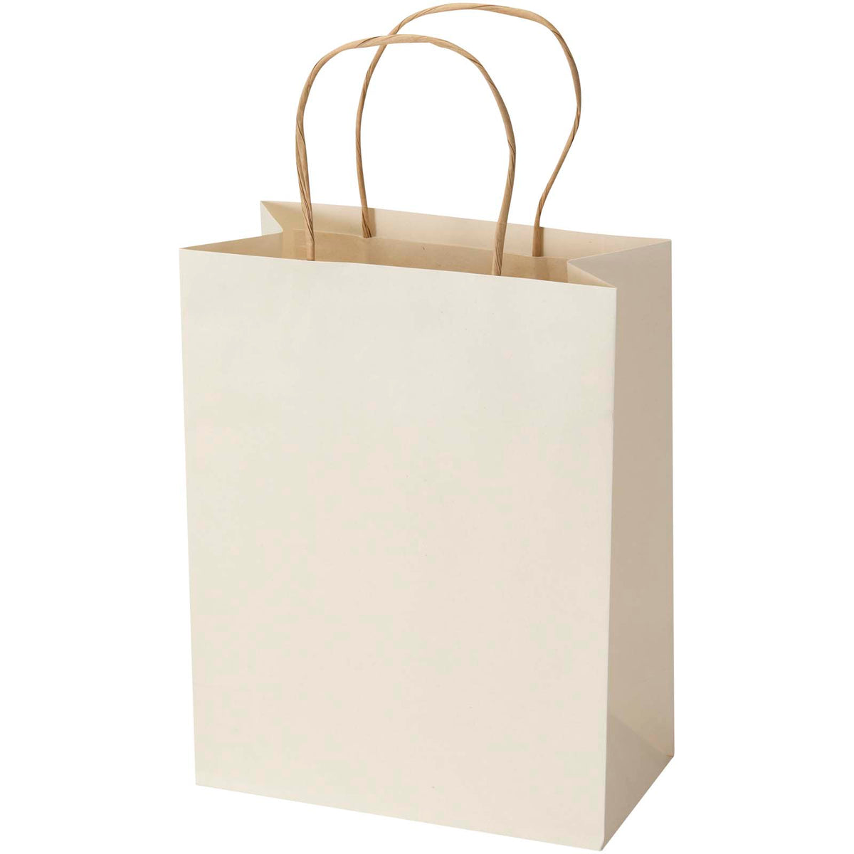 Landwirtschaftliche Altpapiertasche, 150 g/m², mit gedrehten Tragegriffen, 18 x 9 x 23 cm – Offwhite