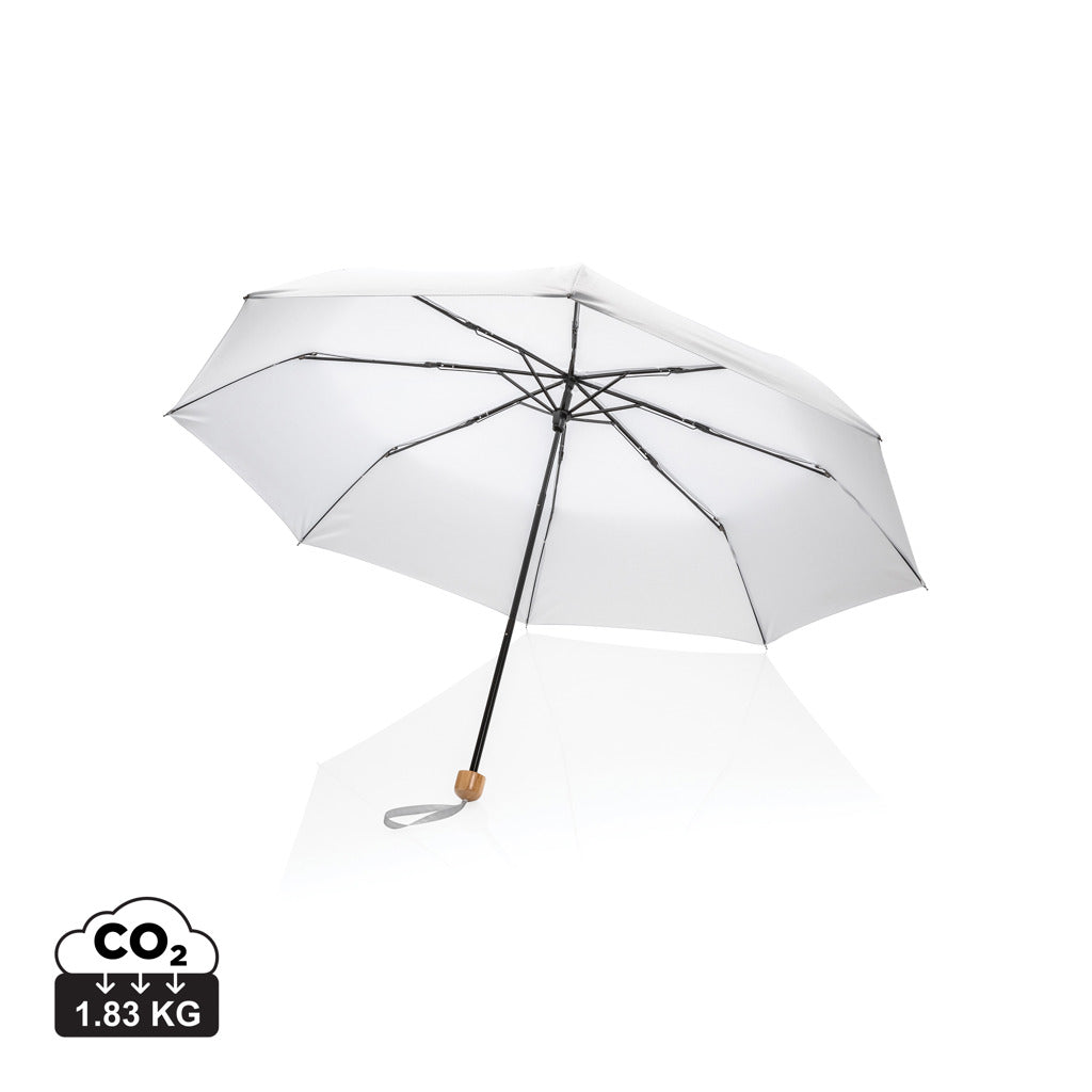 20.5" Impact AWARE™ RPET 190T Pongee Bambus Mini-Schirm – weiß