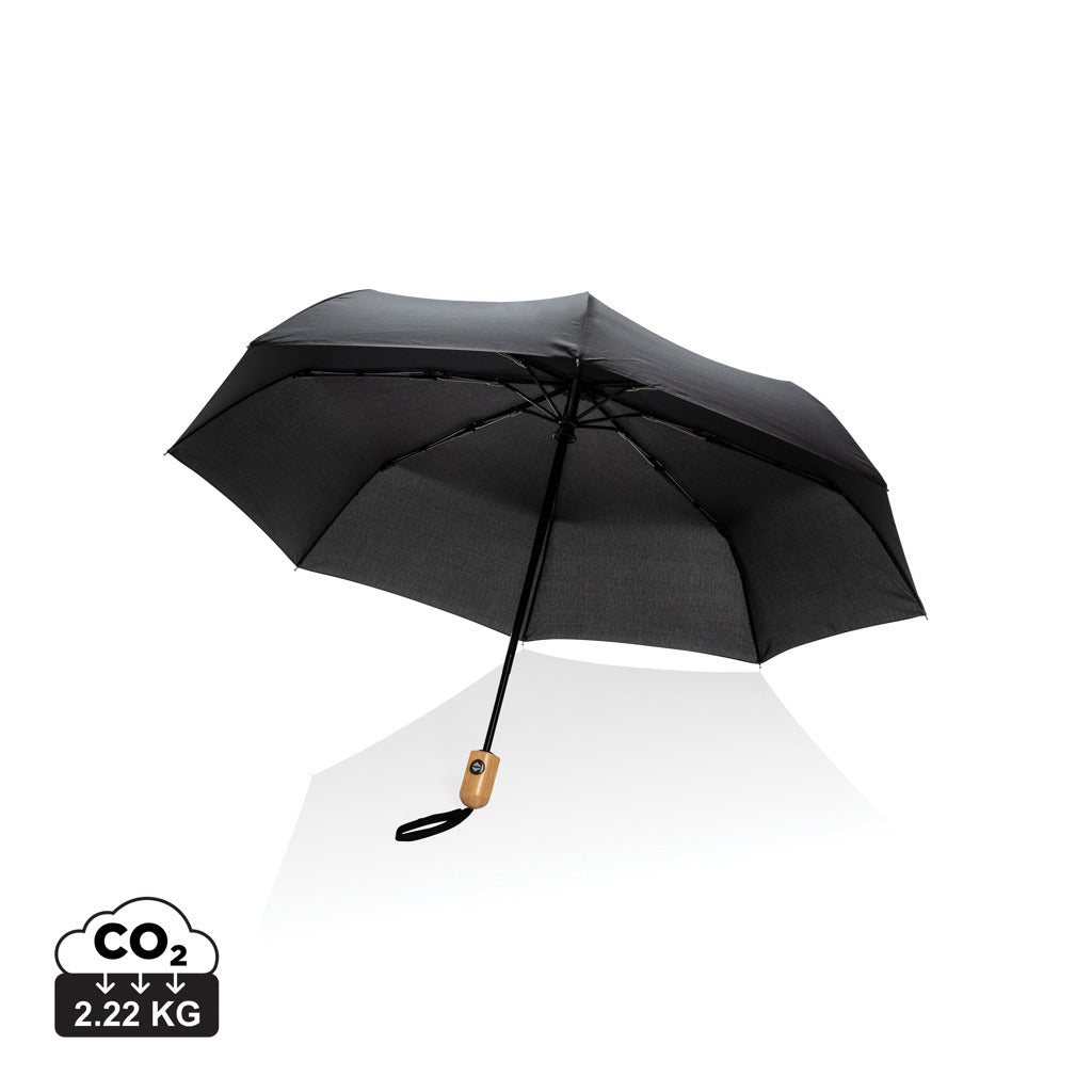 21" Impact AWARE™ RPET 190T Bambus-Schirm autom. open/close – schwarz