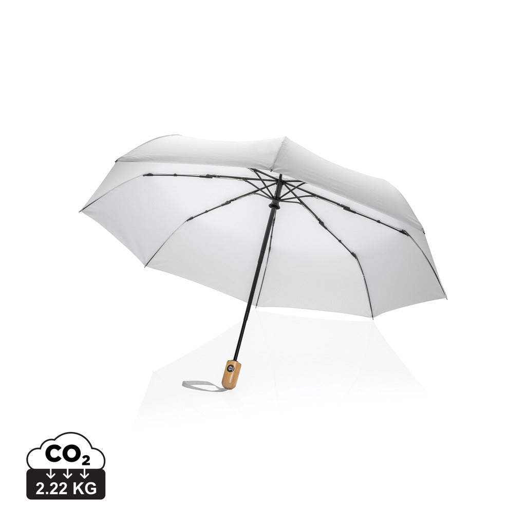 21" Impact AWARE™ RPET 190T Bambus-Schirm autom. open/close – weiß