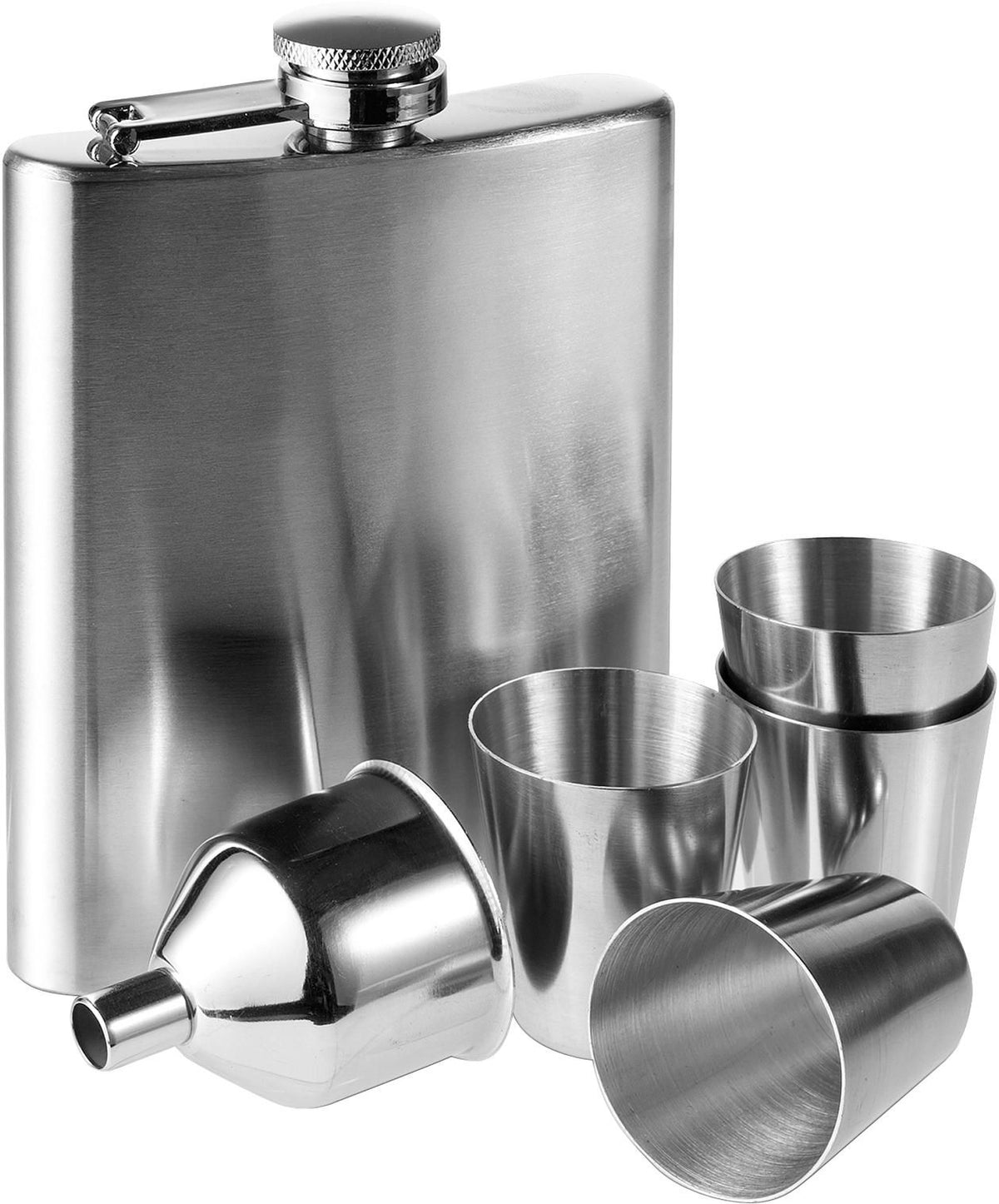 Flachmannset Brittany, Edelstahl 304, 220 ml, 4 Becher