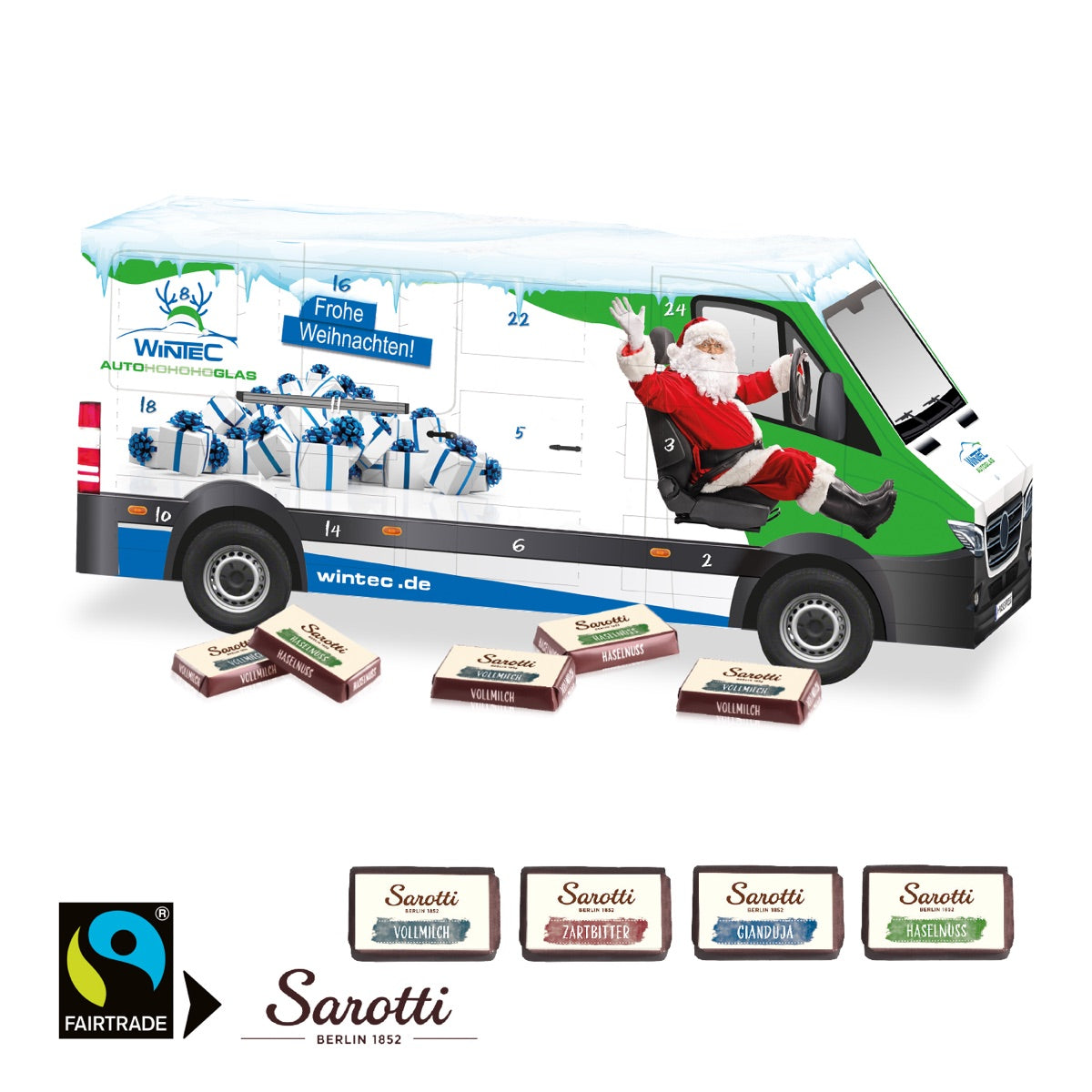 3D Adventskalender Transporter mit Sarotti Fairtrade Schokolade