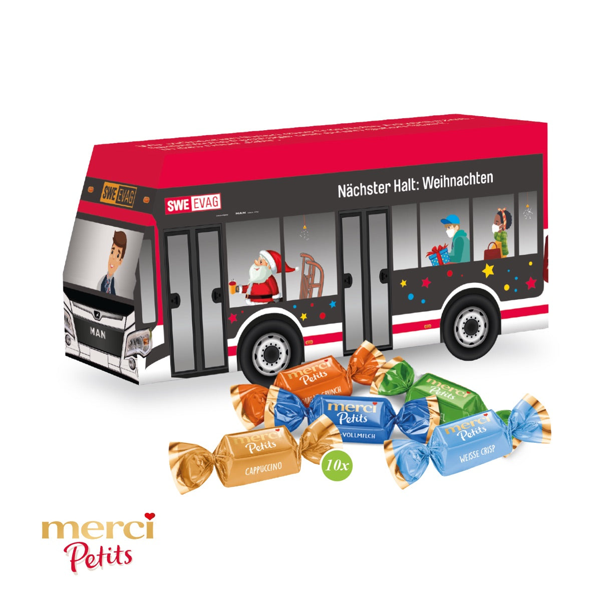3D Präsent Bus mit Merci Petits