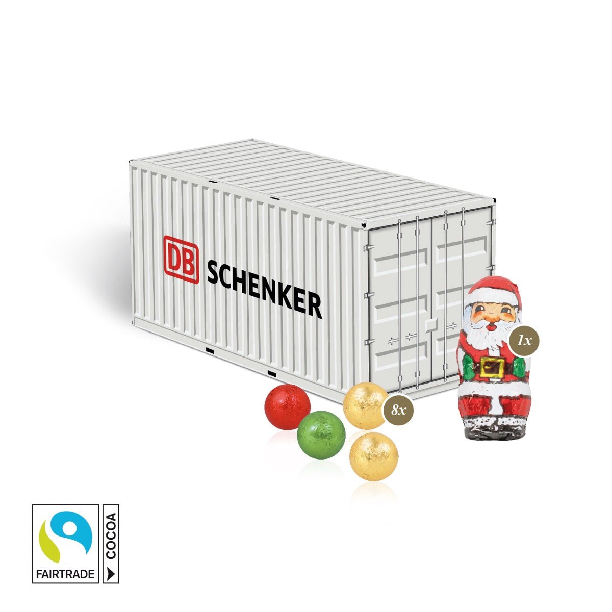 3D Präsent Container mit Fairtrade Schokolade