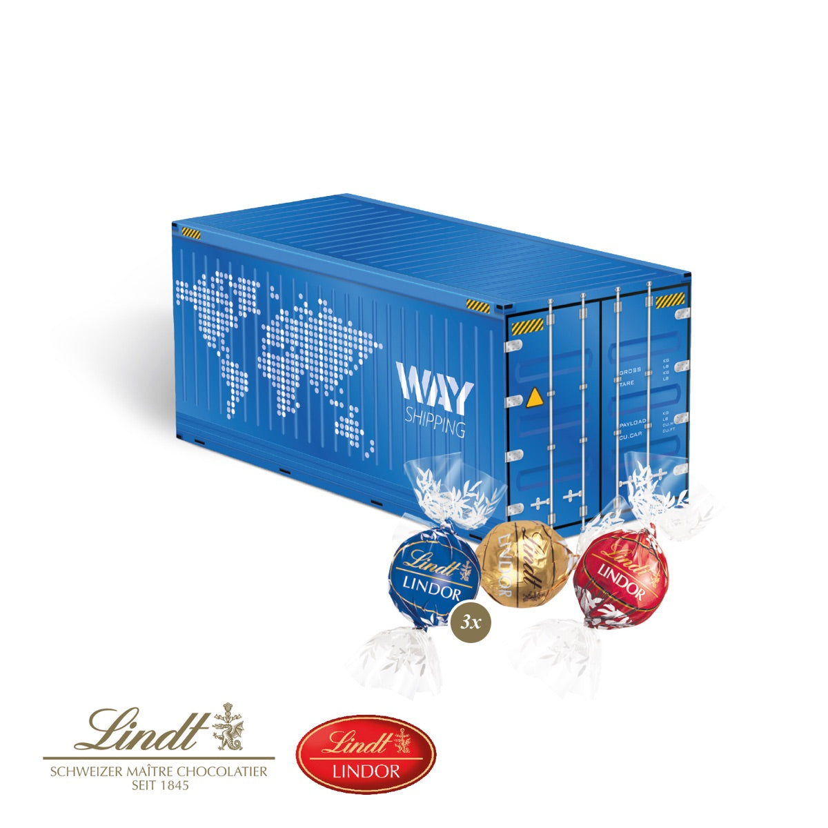 3D Präsent Container mit Lindor Pralinés