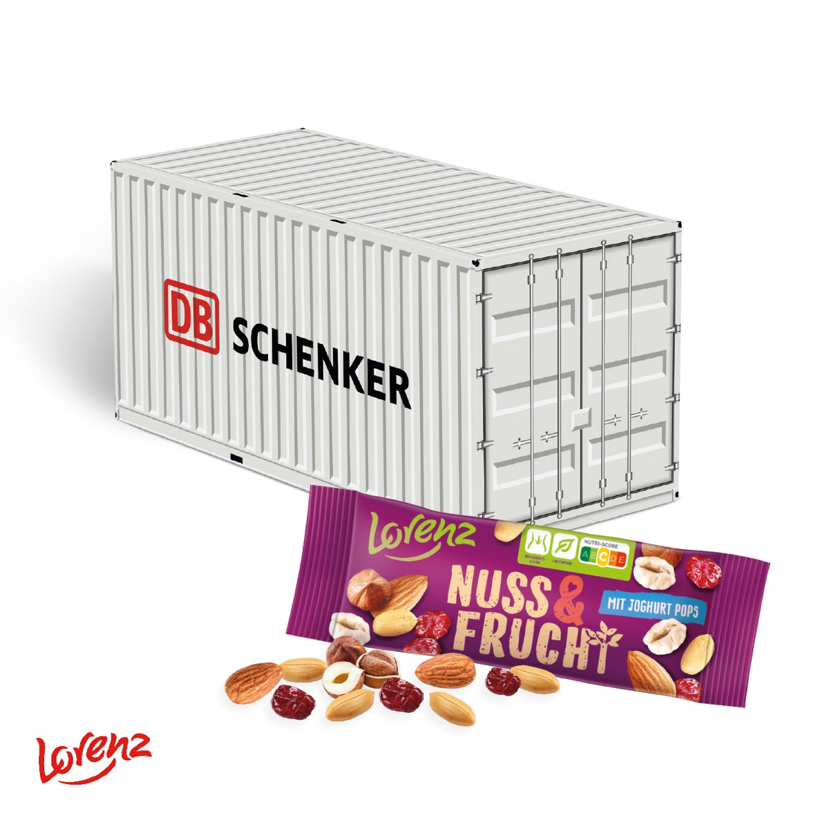3D Präsent Container mit Lorenz Nuss & Frucht
