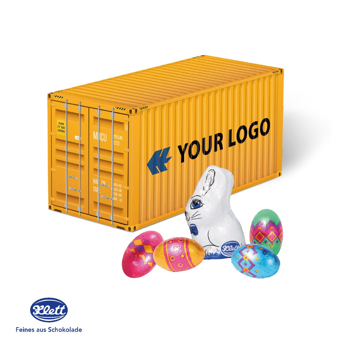 3D Präsent Container Ostern mit Klett Schokoladenmischung