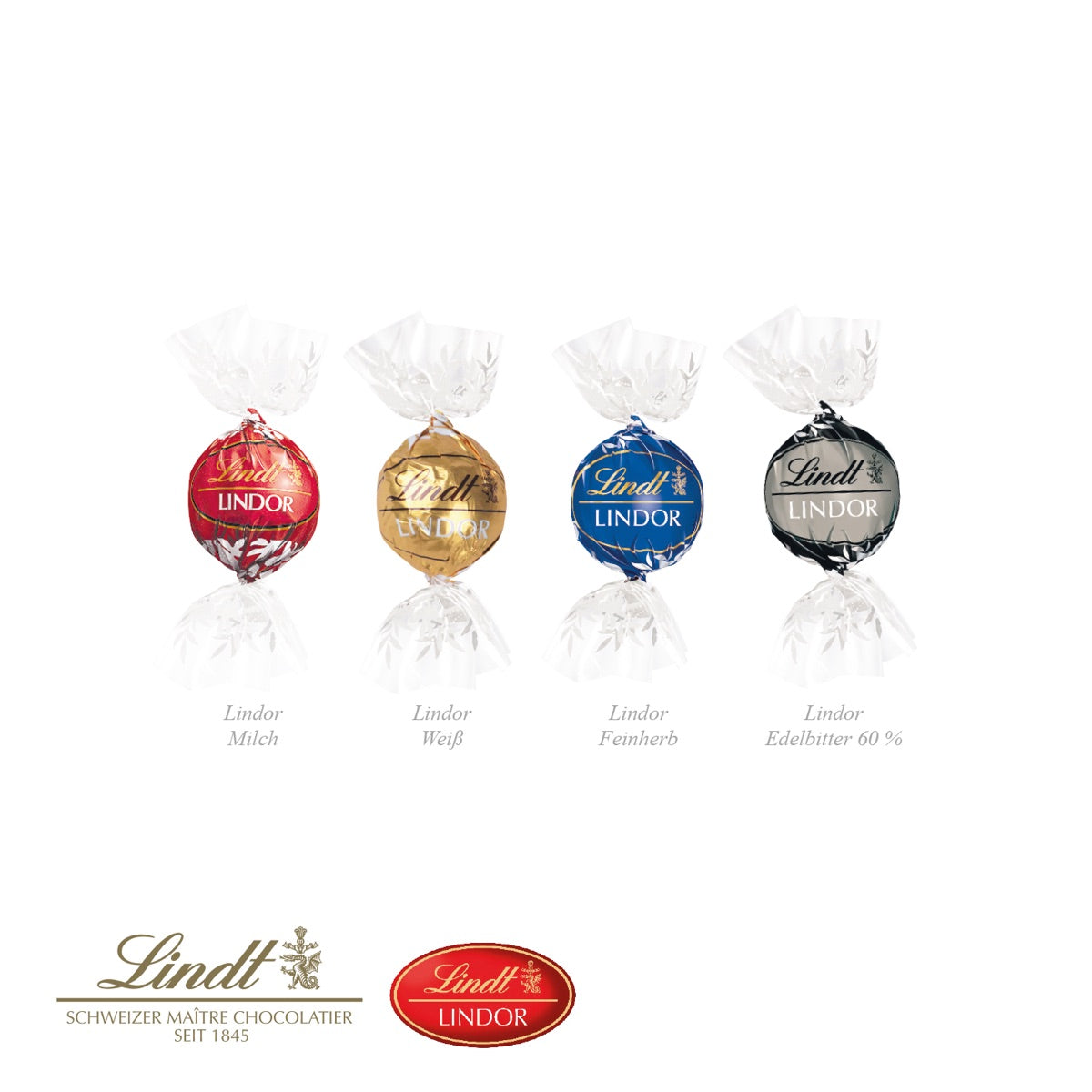 Geöffnetes Präsent Haus mit Lindor Pralinés von Lindt