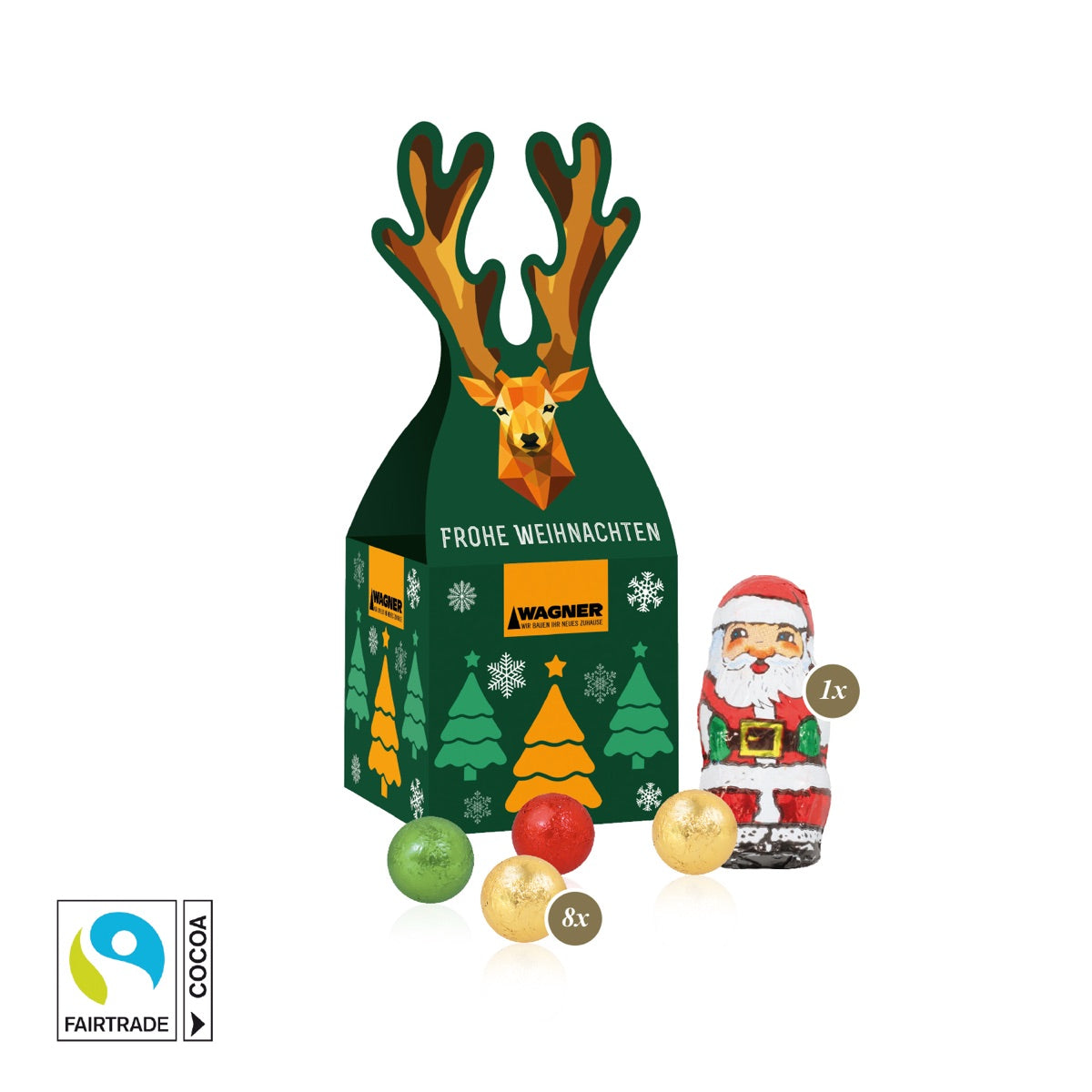 3D Präsent Rentier mit Fairtrade Schokolade