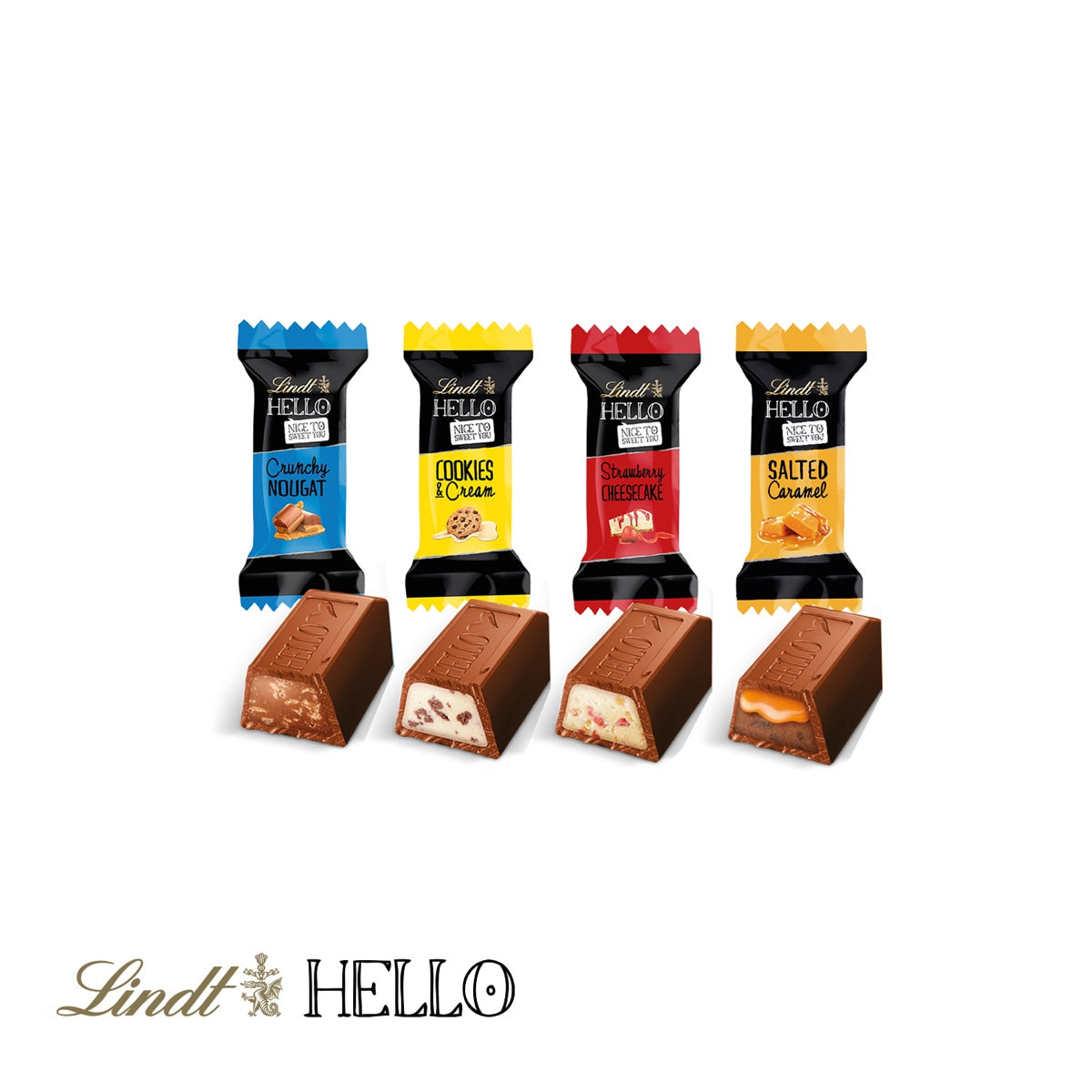 Geöffnetes Präsent Schiff mit Lindt HELLO Mini Sticks