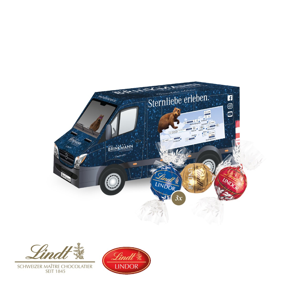 3D Präsent Transporter mit Lindor Pralinés
